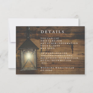 Recepción rústica de madera de linterna