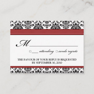 Recepción ::sarah: Tarjeta RSVP de matrimonio Damask de 3,5"