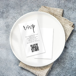 Recepción Script moderno Código QR Boda RSVP Tarjeta de gabi