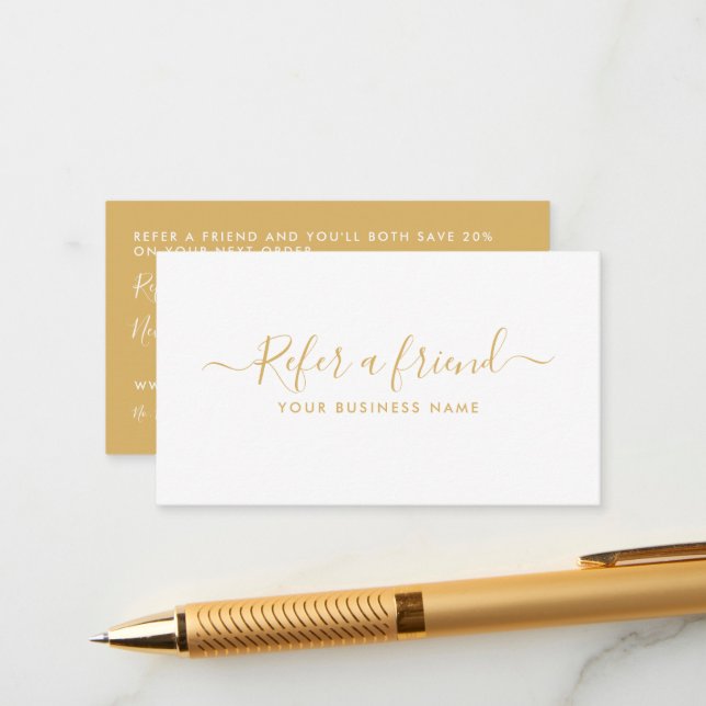 Recepción Script simple - Blanco y Oro - Tarjeta de referenc (Anverso/Reverso In Situ)