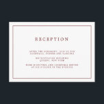 Recepción sencilla de bodas Minimalistas blancas d<br><div class="desc">Minimalista tarjeta del recinto de la recepción de bodas con un borde borgoñón alrededor de los detalles sobre un fondo blanco. Estas simples invitaciones a la recepción son perfectas para una boda en otoño.</div>