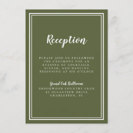 Recepción sencilla de matrimonio Olive Green White