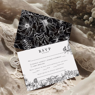 Recepción Sencilla y Elegante Tarjeta de RSVP para Boda de J