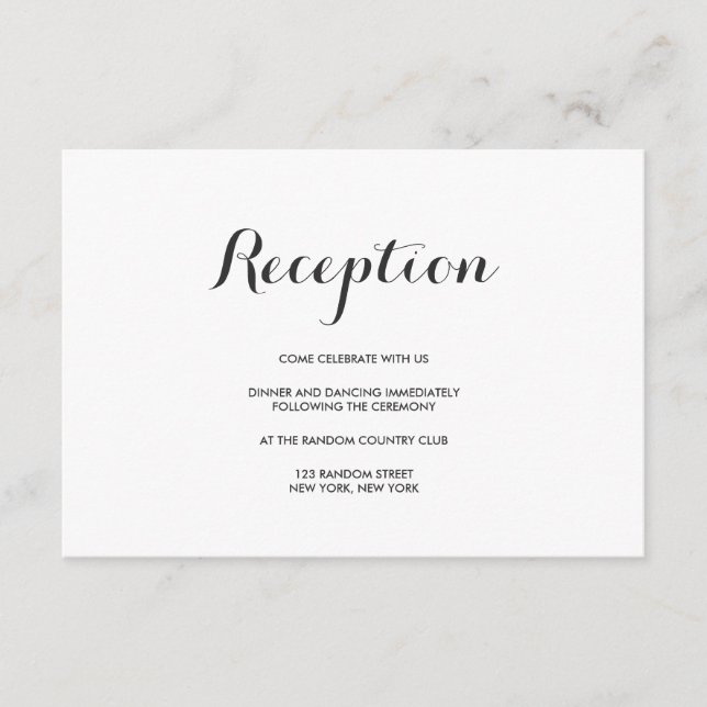 Recepción Sencillo Elegante | Tarjeta de Número de Mesa de B (Anverso)