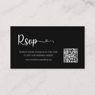 Recepción Simple Black Wedding RSVP Sitio Web Tarjeta de Gab