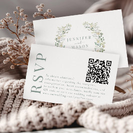 Recepción Simple Greenery Floral Wedding RSVP Tarjeta de cód