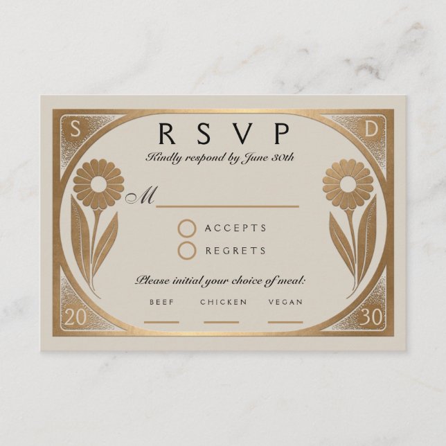 Recepción SOLARA I : Tarjeta RSVP de boda (Anverso)