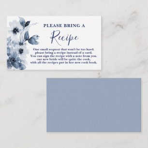 Recepción Solicitud de tarjeta de la receta Blue Floral Brid