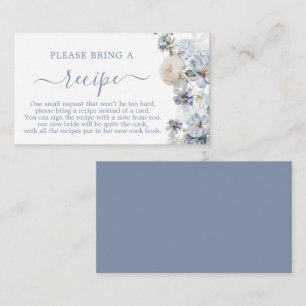 Recepción Solicitud de tarjeta de recetaria Blue Bridal Show