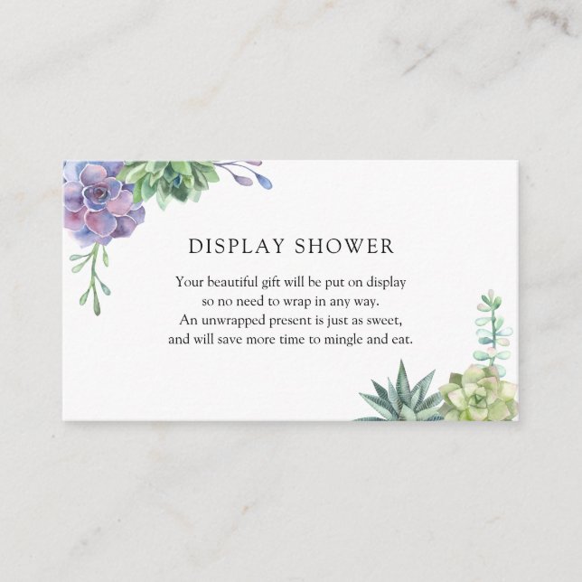 Recepción Suculentas Mostrar tarjeta de inserción de Baby Sh (Anverso)