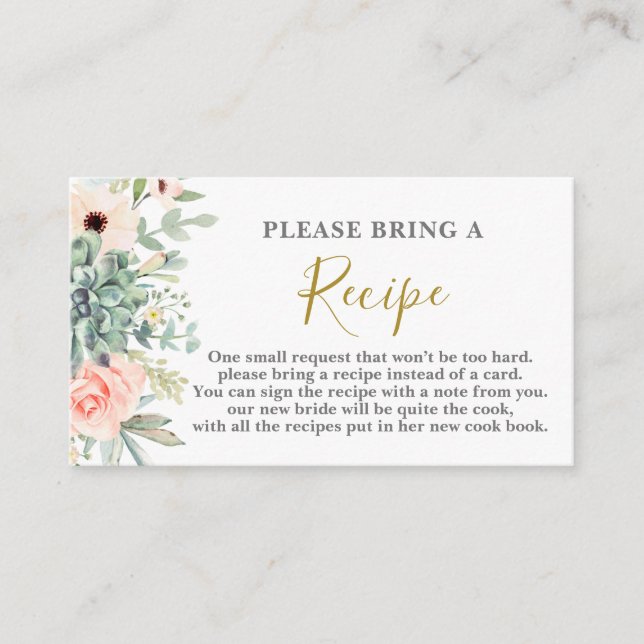 Recepción Suculentas solicitudes de tarjeta de recetas de du (Anverso)