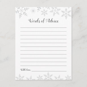 Recepción Tarjeta Baby Shower de consejos para invierno Copo