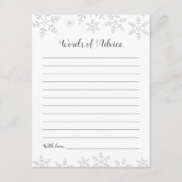 Recepción Tarjeta Baby Shower de consejos para invierno Copo