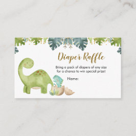 Recepción Tarjeta Baby Shower Diaper Raffle de Dinosaur Gree