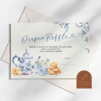 Tarjeta Baby Shower Diaper Raffle de la serie azul