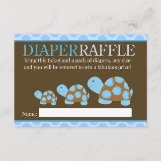 Recepción Tarjeta Baby Shower Diaper Raffle de tortugas de M