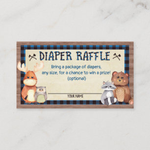Recepción Tarjeta Baby Shower Diaper Raffle de Woodland Lumb