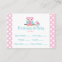 Tarjeta Baby Shower grande para predicciones de bú