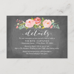 Recepción Tarjeta Boda de detalles florales de jardín Rosa