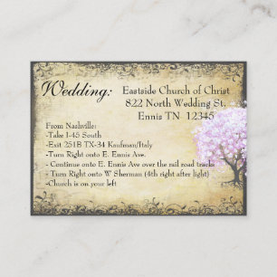 Recepción Tarjeta Boda de dirección de árbol de lavanda de h