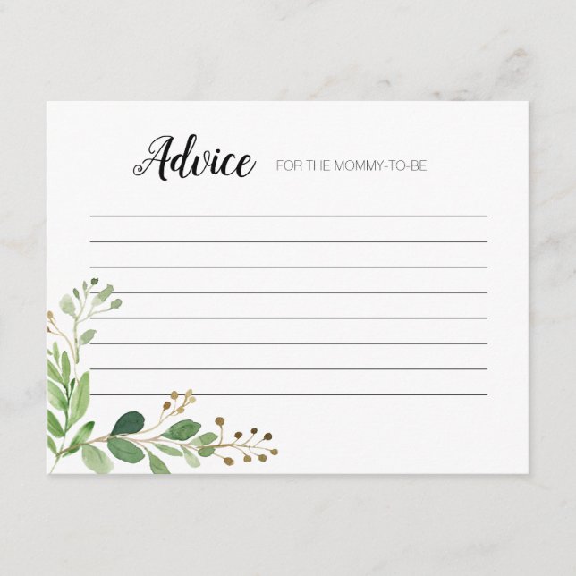 Recepción Tarjeta Botánica de Asesoramiento Moderno de Verdo (Anverso)