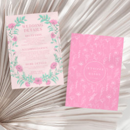Recepción Tarjeta con detalles de boda de boho elegante y fl