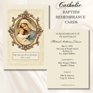 Recepción Tarjeta conmemorativa de bautizo de bebé católico