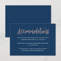 Tarjeta de Acogida de Boda Chic en Azul Marino y D