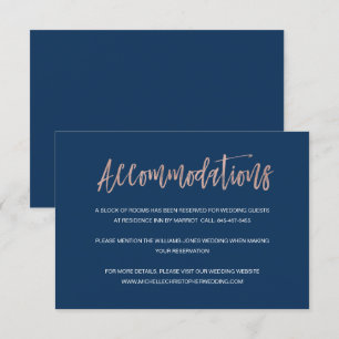 Recepción Tarjeta de Acogida de Boda Chic en Azul Marino y D