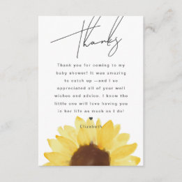 Recepción Tarjeta de agradecimiento a Sunflower Baby Shower