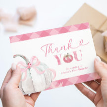 Tarjeta de agradecimiento al Chica de calabaza ros