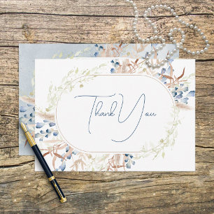 Recepción Tarjeta de agradecimiento blanca de flores de boho