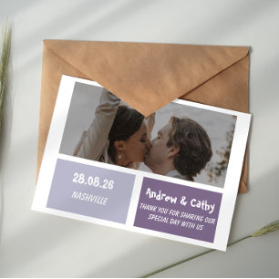 Recepción Tarjeta de agradecimiento de boda con foto de tipo