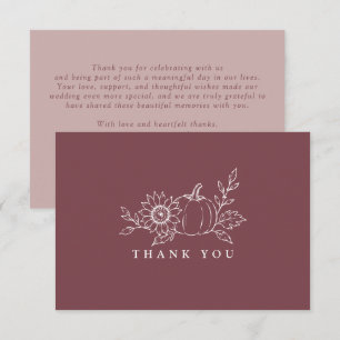Recepción Tarjeta de agradecimiento de boda de girasol y cal