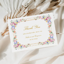 Tarjeta de agradecimiento de boda de jardín floral