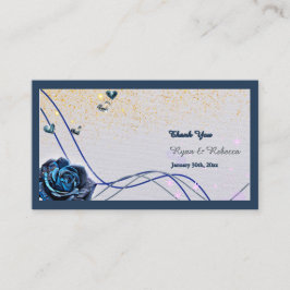 Recepción Tarjeta de agradecimiento de boda Navy Silver Gold