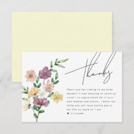 Recepción Tarjeta de agradecimiento de moda Wildflowers Baby