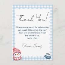 Tarjeta de agradecimiento para baby shower de invi