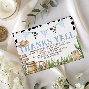Recepción Tarjeta de agradecimiento para baby shower de vaqu