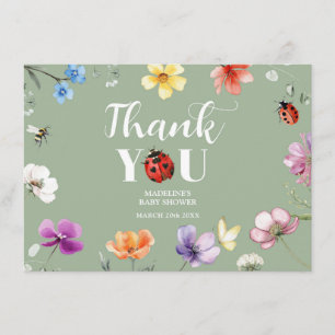 Recepción Tarjeta de agradecimiento para baby shower Wildflo