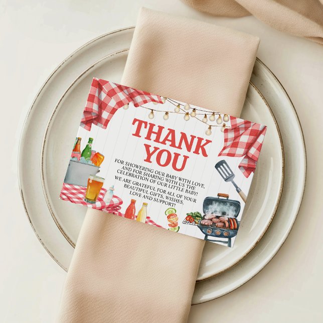 Recepción Tarjeta de agradecimiento Rustic Gingham Baby-Q (Subido por el creador)
