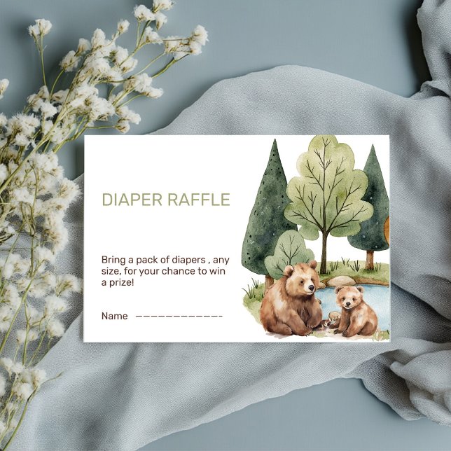 Recepción Tarjeta de agua de la ducha de bebé del bosque de  (Adorable Watercolor Mama & Baby Bear Invitation – Perfect for a Woodland Baby Shower!)