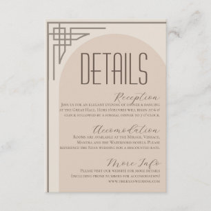 Recepción Tarjeta De Alojamiento Beige-Modern Deco Arch