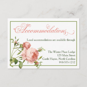 Recepción Tarjeta de alojamiento Boda de guiones Rosa de col