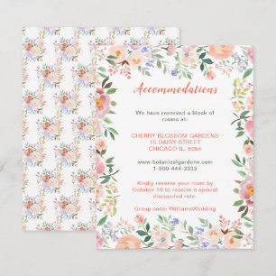 Recepción Tarjeta de alojamiento Boda Floral Primavera Flore