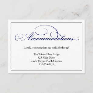 Recepción Tarjeta de alojamiento Boda Royal Blue Script