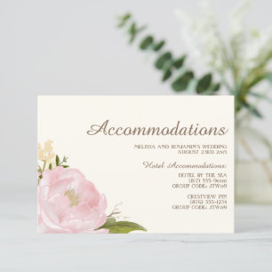 Recepción Tarjeta de alojamiento Boda Vieja Rosa Peonies