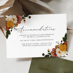 Recepción Tarjeta de alojamiento Boho Autumn Floral Boda