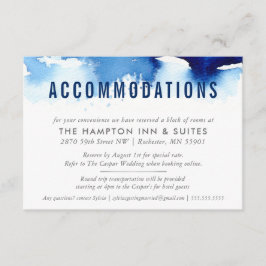 Recepción TARJETA DE ALOJAMIENTO color de agua elegante azul