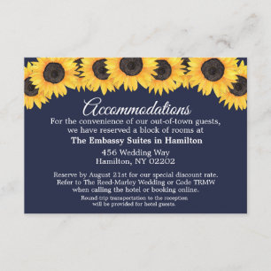 Recepción Tarjeta de alojamiento Country Sunflowers Blue
